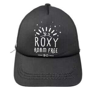 Roxy Trucker Hat Black White Snapback OS Roam Free Cacti Graphic Adjustable